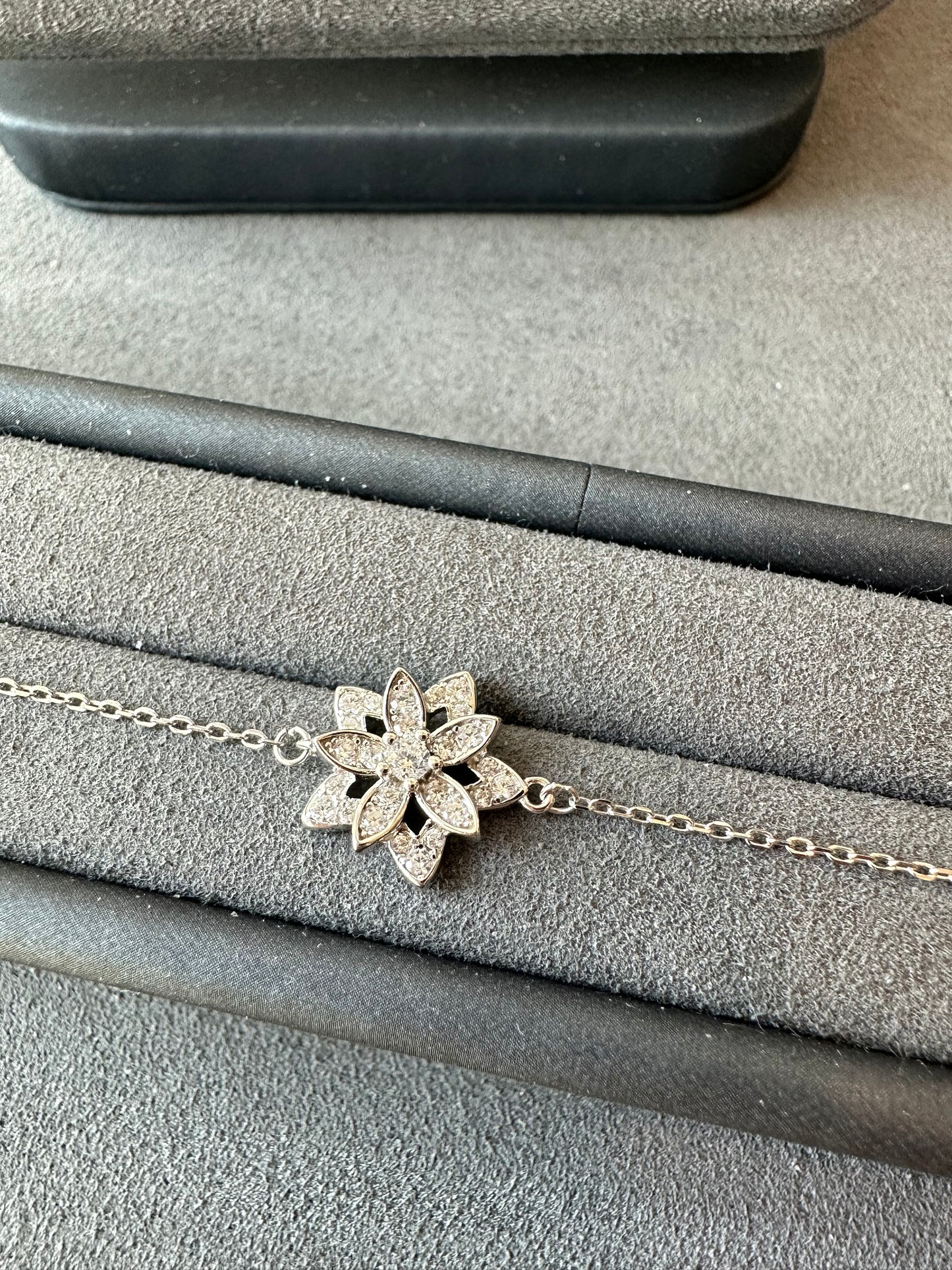 CZ Lotus earrings necklace bracelet 925 silver 18k white gold plated - ParadiseKissCo
