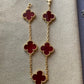 15mm carnelian 5 motifs clover bracelet 925 silver with 18k gold plated 7.5 inches - ParadiseKissCo
