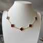 10 motifs Gemstone Gold Plated Four Leaf Clover Flower Style S 925 Silver Necklace 42cm long