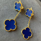 2 motifs blue agate clover earrings clover dangle earrings 925 silver 18k gold plated - ParadiseKissCo