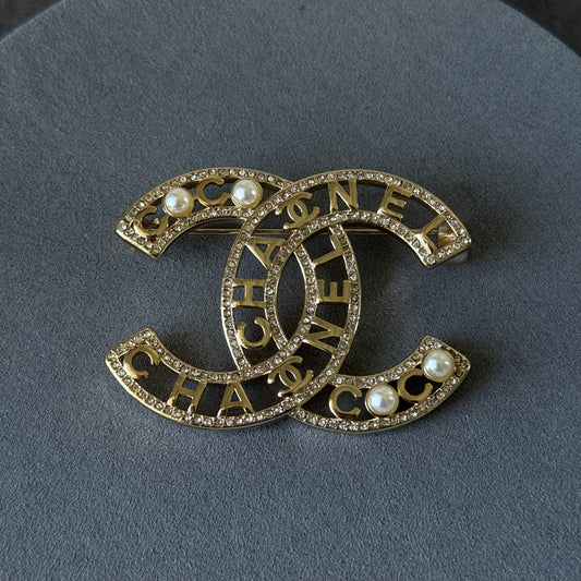coco gold pearl diamond brooch