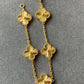 5 motifs Guillioche 15mm clover bracelet 925 silver 18k gold plated 7.5 inches long - ParadiseKissCo