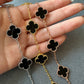 15mm Onyx 5 motifs clover bracelet 925 silver with 18k gold plated 7.5 inches - ParadiseKissCo