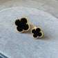 Onyx Clover Between finger ring 925 silver 18k gold plated