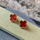 15mm carnelian clover earrings 925 silver 18k rose gold plated - ParadiseKissCo