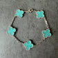 5 motifs 15mm clover Amazonite clover bracelet with 18k white gold plated 7.5 inches
