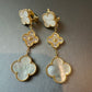 3 motifs Gemstone clover earrings clover dangle earrings 925 silver 18k gold plated