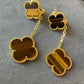 2 motifs tigers eye clover earrings clover dangle earrings 925 silver 18k gold plated - ParadiseKissCo