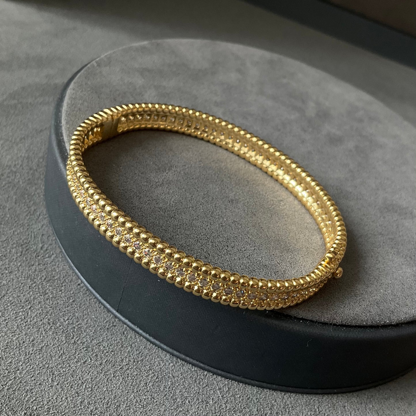 Peeler CZ bangle 18k rose gold plated
