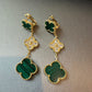 3 motifs Green malachite Cz clover earrings clover dangle earrings 925 silver 18k gold plated - ParadiseKissCo