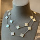 20 motifs mother of pearl 15mm clover necklace 925 silver with 18k white gold plated 84cm - ParadiseKissCo