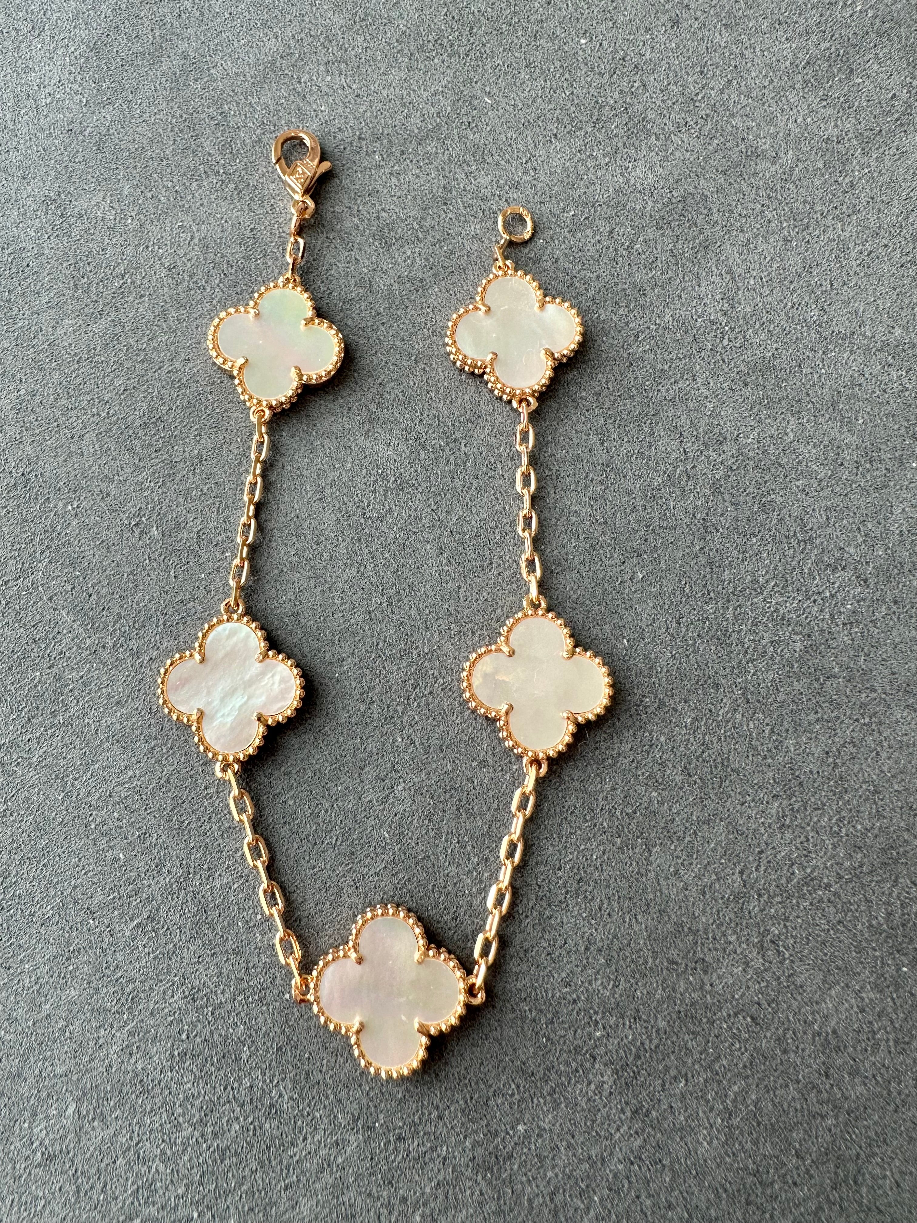 High Quality 15mm Five Clover Bracelet, 18k Rose Gold Plated, Available in 6.50