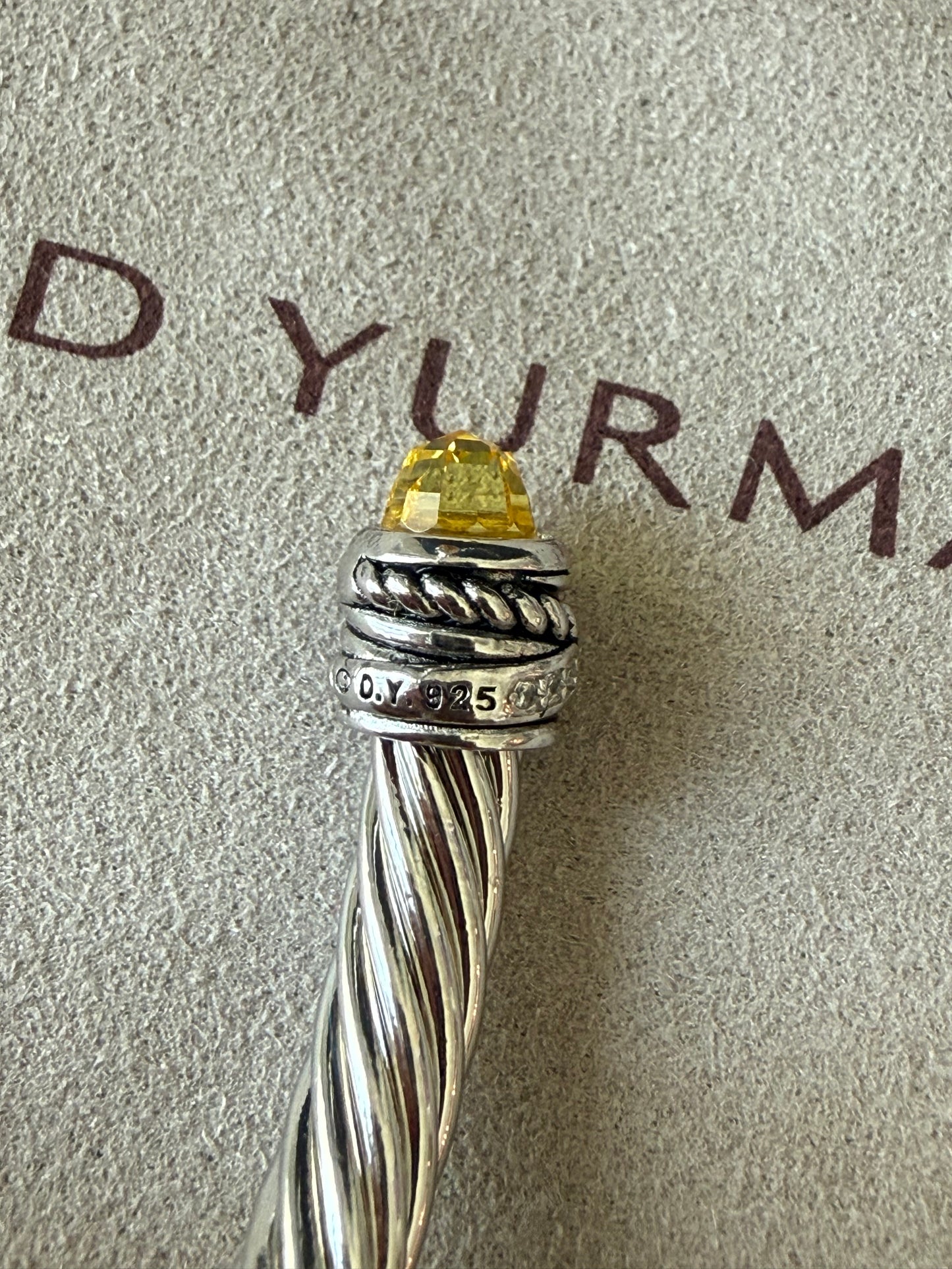 5mm Citrine, & Diamond Classic Cable Bracelet 19cm