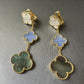 3 motifs Grey mop Chalcedony clover earrings clover dangle earrings 925 silver 18k gold plated - ParadiseKissCo