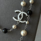 coco black white long pearl necklace