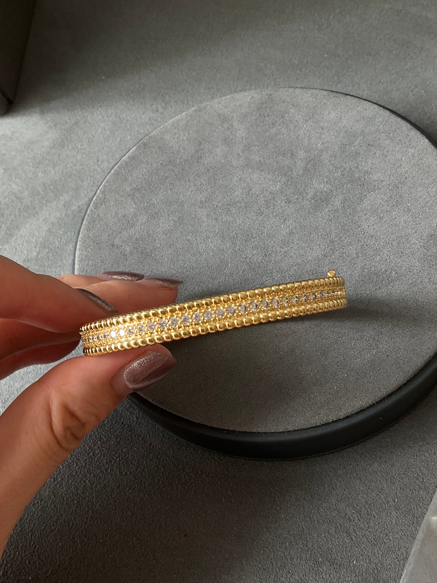 Peeler CZ bangle 18k rose gold plated