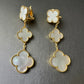 3 motifs Mother of pearl clover earrings clover dangle earrings 925 silver 18k gold plated - ParadiseKissCo