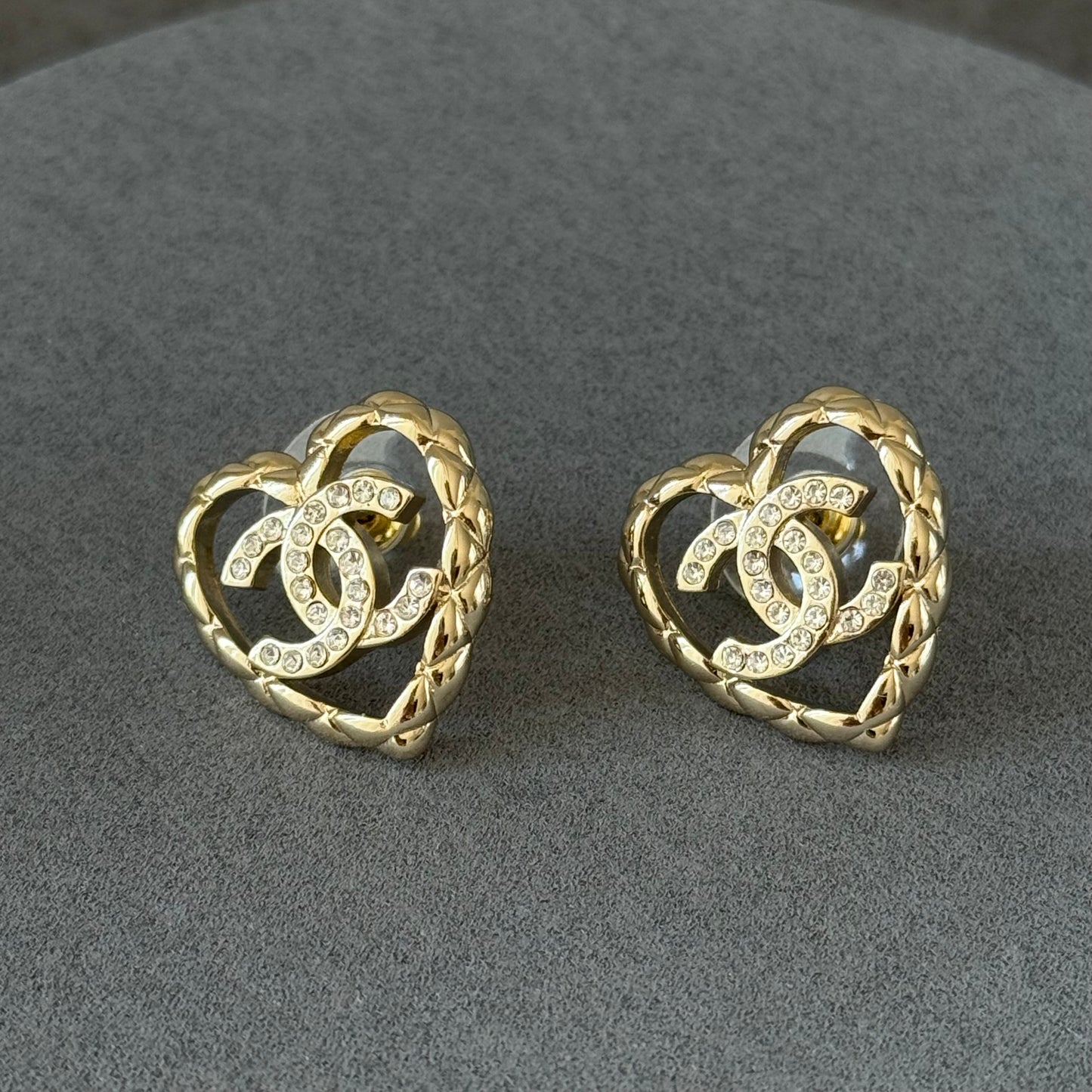 coco heart diamond light gold earring