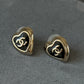 Coco black heart light gold earrings