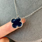 15mm Pietersite Clover Necklace, 18k white Gold Plated, 925 Sterling Silver 42cm long - ParadiseKissCo