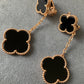 2 motif Onyx clover earrings 925 silver 18k rose gold plated