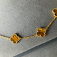 10 motifs Tigers eye Gold Plated Four Leaf Clover Flower Style S 925 Silver Necklace 42cm long - ParadiseKissCo