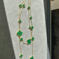 16 motifs malachite charm clover necklace 925 silver with 18k gold plated 120cm long - ParadiseKissCo