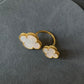 Mother of Pearl Clover Between finger ring 925 silver 18k gold plated