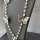 CD butterfly long pearl necklace