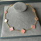 10 motifs Gemstone Gold Plated Four Leaf Clover Flower Style S 925 Silver Necklace 42cm long