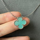 Single Motifs Amazonite 18k white gold plated Four Leaf Clover Flower Necklace 42cm