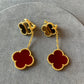 2 motifs tigers eye carnelian clover earrings clover dangle earrings 925 silver 18k gold plated - ParadiseKissCo