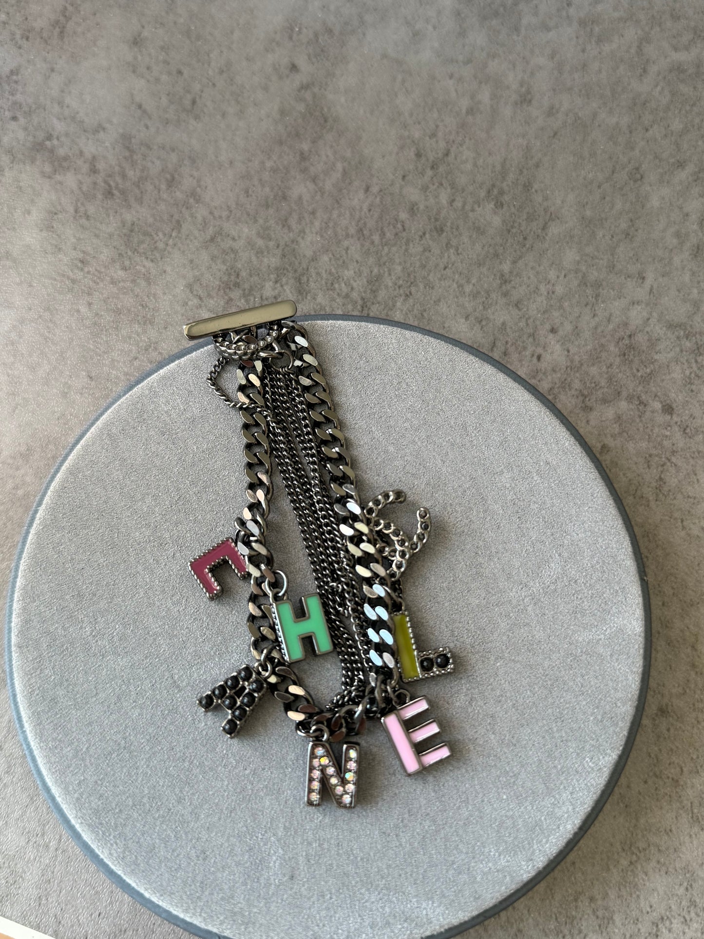 Coco cc black chain charm bracelet