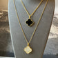 25mm clover gemstone necklace 925 silver 18k gold plated 88cm long - ParadiseKissCo