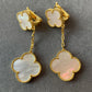 2 motifs Mother of pearl clover earrings clover dangle earrings 925 silver 18k gold plated - ParadiseKissCo