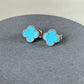 15mm Turquoise clover earrings 925 silver 18k white gold plated