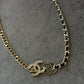 coco gold black leather cz choker necklace