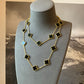 20 motifs onyx 15mm clover necklace 925 silver with 18k gold plated 84cm long - ParadiseKissCo
