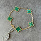 Malachite Clover Bracelet With Gold Plated 7.5 inches CNC version