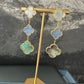 3 motifs Grey mop Chalcedony clover earrings clover dangle earrings 925 silver 18k gold plated - ParadiseKissCo