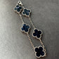 5 motifs Pietersite 15mm clover bracelet 925 silver with 18k white gold plated 7.5 inches