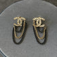 coco black gold chain Cz Diamond earrings