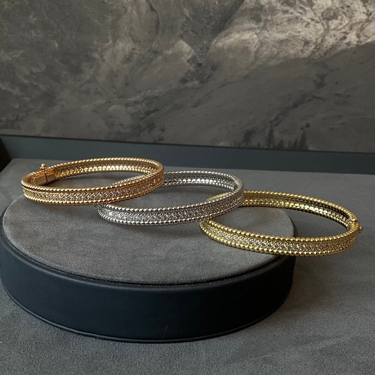 Peeler CZ bangle 18k rose gold plated
