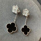 2 motifs onyx cz clover earrings clover dangle earrings 925 silver 18k white gold plated - ParadiseKissCo