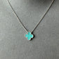 Single Motifs Amazonite 18k white gold plated Four Leaf Clover Flower Necklace 42cm