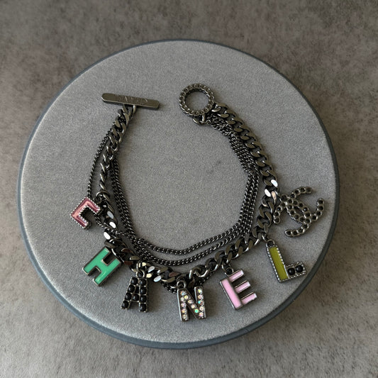 Coco cc black chain charm bracelet