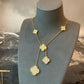 6 motifs CZ diamond charm clover necklace 925 silver gold plated 42cm - ParadiseKissCo
