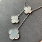 6 motifs white mop clover necklace 925 silver white gold plated - ParadiseKissCo