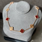 10 motifs Guilliche red carnelian clover necklace 925 silver 18k rose gold plated 42 cm long clover size 15mm