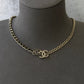 coco gold black leather cz choker necklace